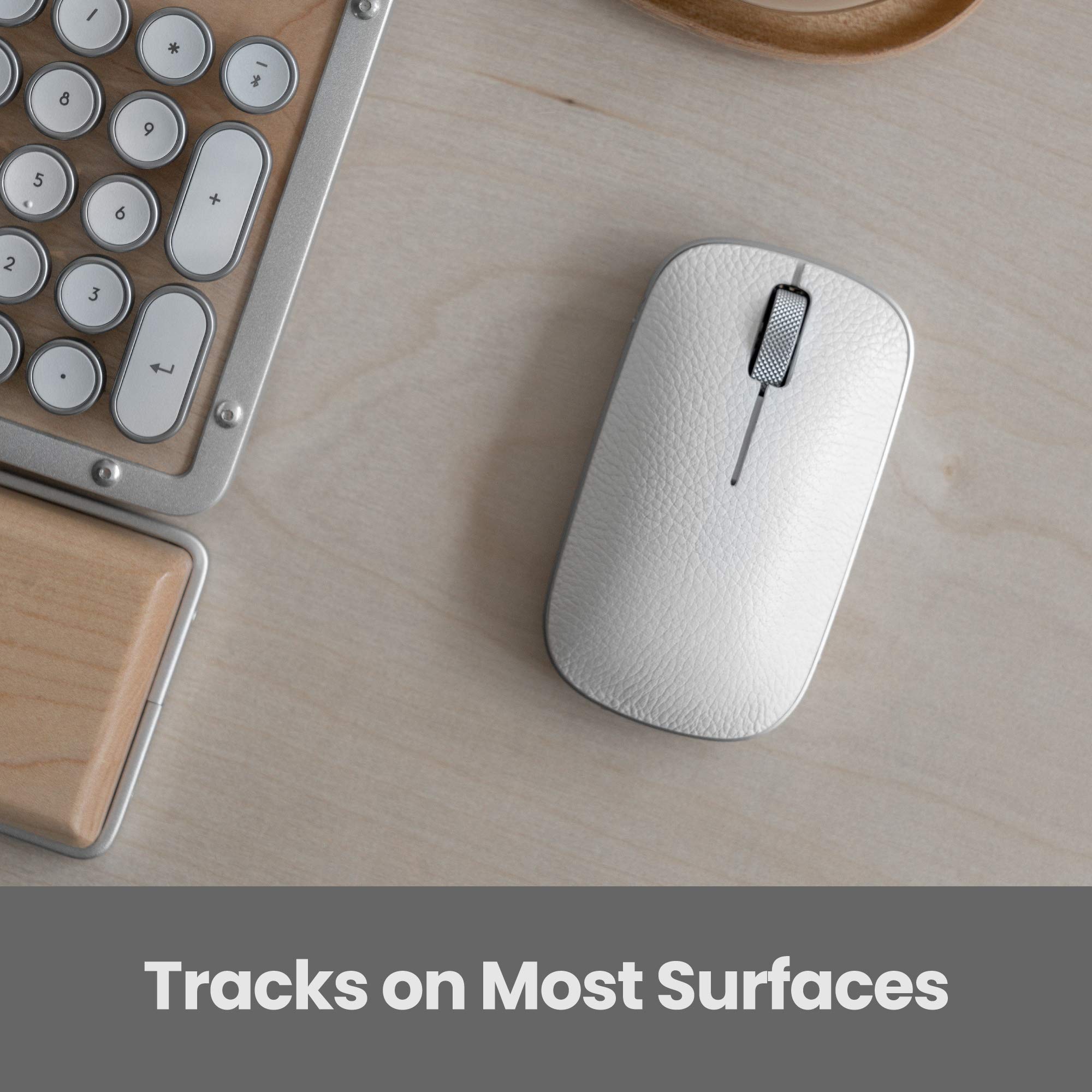 Azio Retro Classic Bluetooth Mouse (Maple) - Wireless Genuine Leather Mouse with Pixart Precision Tracker for Mac, PC, Laptop - Perfect for Office, Home & Travel Use