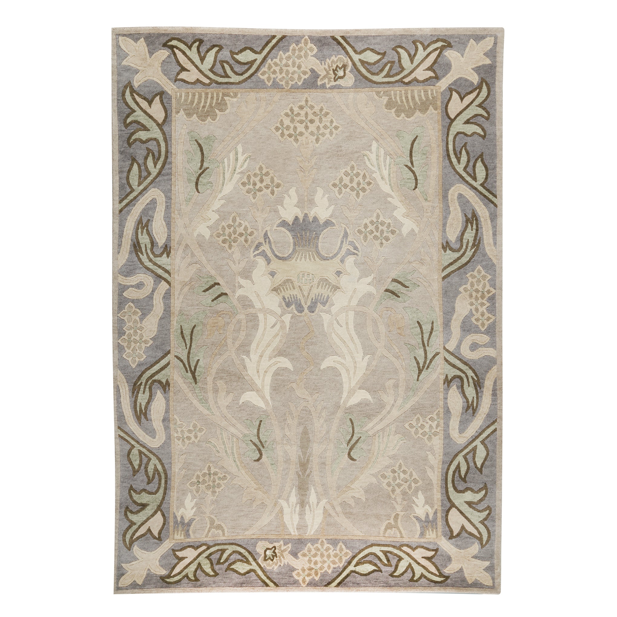 Premium English Garden Rug in Elegant Silver - Perfect for Living Room, Bedroom, and Home Decor