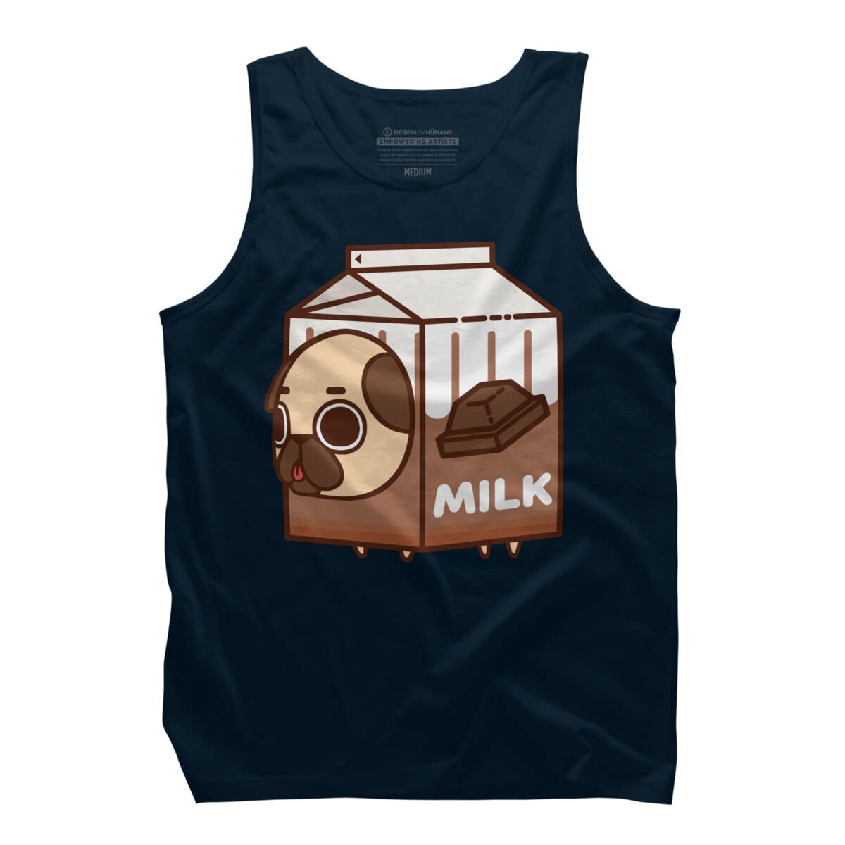 Design By Humans Men's Puglie Chocolate Milk Graphic Tank Top - Soft Cotton Casual Tee for Summer Outfits, Beach Wear & Street Style