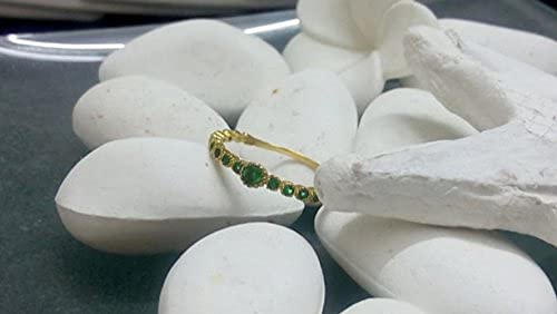 Emerald Eternity Ring - 14K Gold May Birthstone Ring for Women, Dainty Stackable Slim Band, Bridal Wedding Jewelry Gift for Her - Perfect for Anniversaries, Engagements & Everyday Elegance