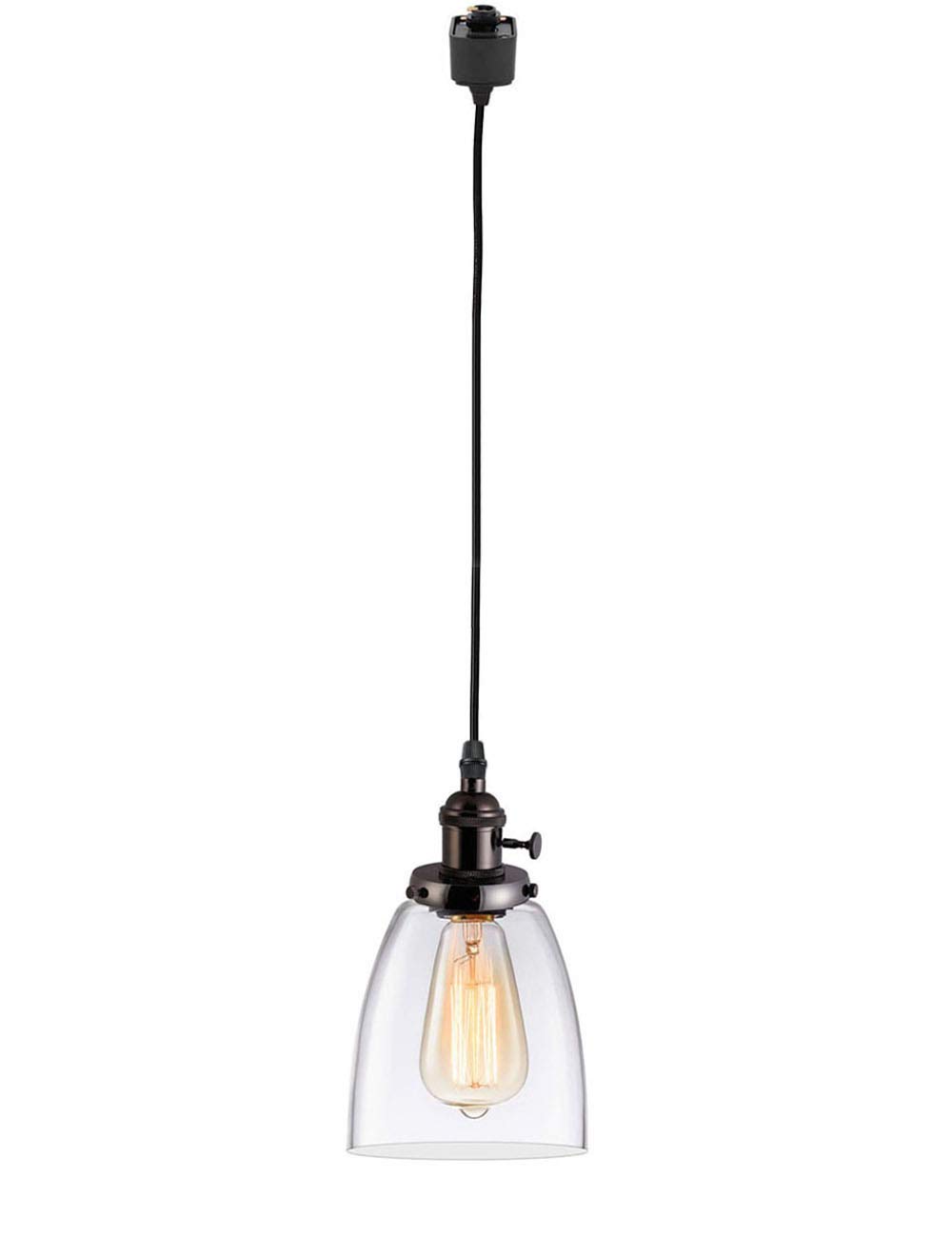 Kiven 1-Light H-Track Dimmable Pendant Lighting Fixture - Black Industrial Hanging Light for Kitchen Island, Dining Room & Bar (Bulbs Not Included)