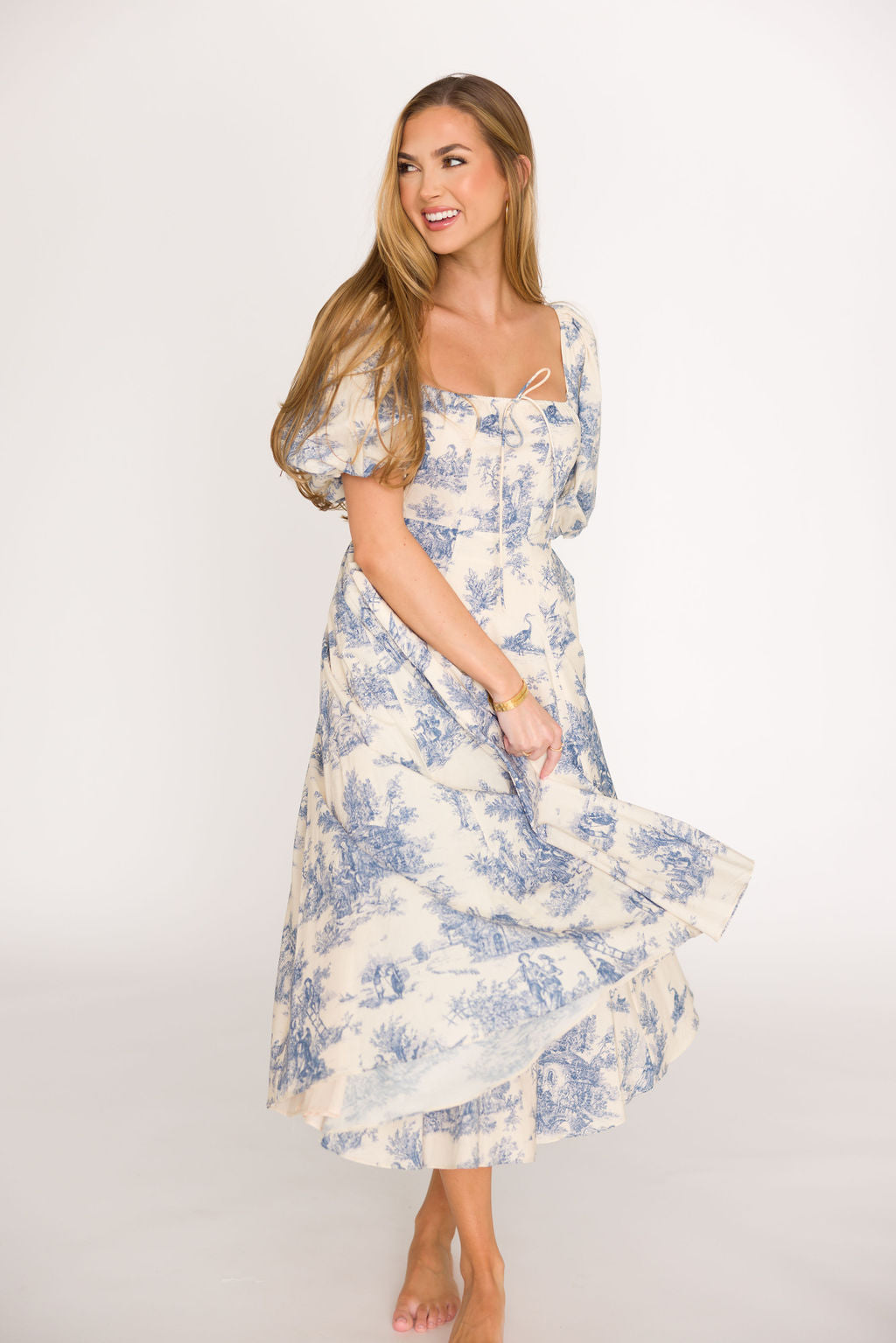 Mary Elizabeth Midi Dress - Flowy Blue Summer Dress for Women | Perfect for Beach Vacations, Date Nights & Casual Outings