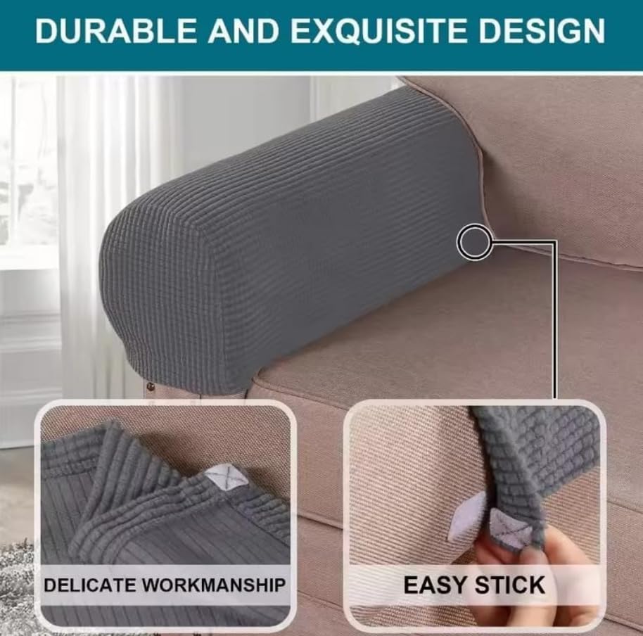 Stretch Arm Rest Covers Set of 4 - Soft Polyester Non-Slip Armchair Protectors for Chairs, Sofas & Couches | Perfect for Home, Office & Living Room Furniture Protection