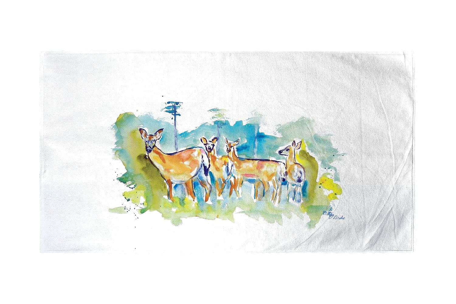 Betsy Drake Deer Herd Beach Towel - Large Soft Absorbent Quick-Dry Towel for Pool, Beach, Yoga & Outdoor Activities - Stylish Deer Print Design