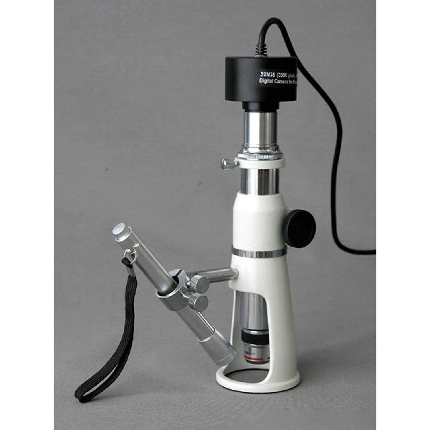 AmScope H50 Handheld Stand Measuring Microscope - 50x Magnification with 17mm FOV, Portable Digital Microscope with Built-in LED Light for Jewelry, Coins, Stamps & PCB Inspection