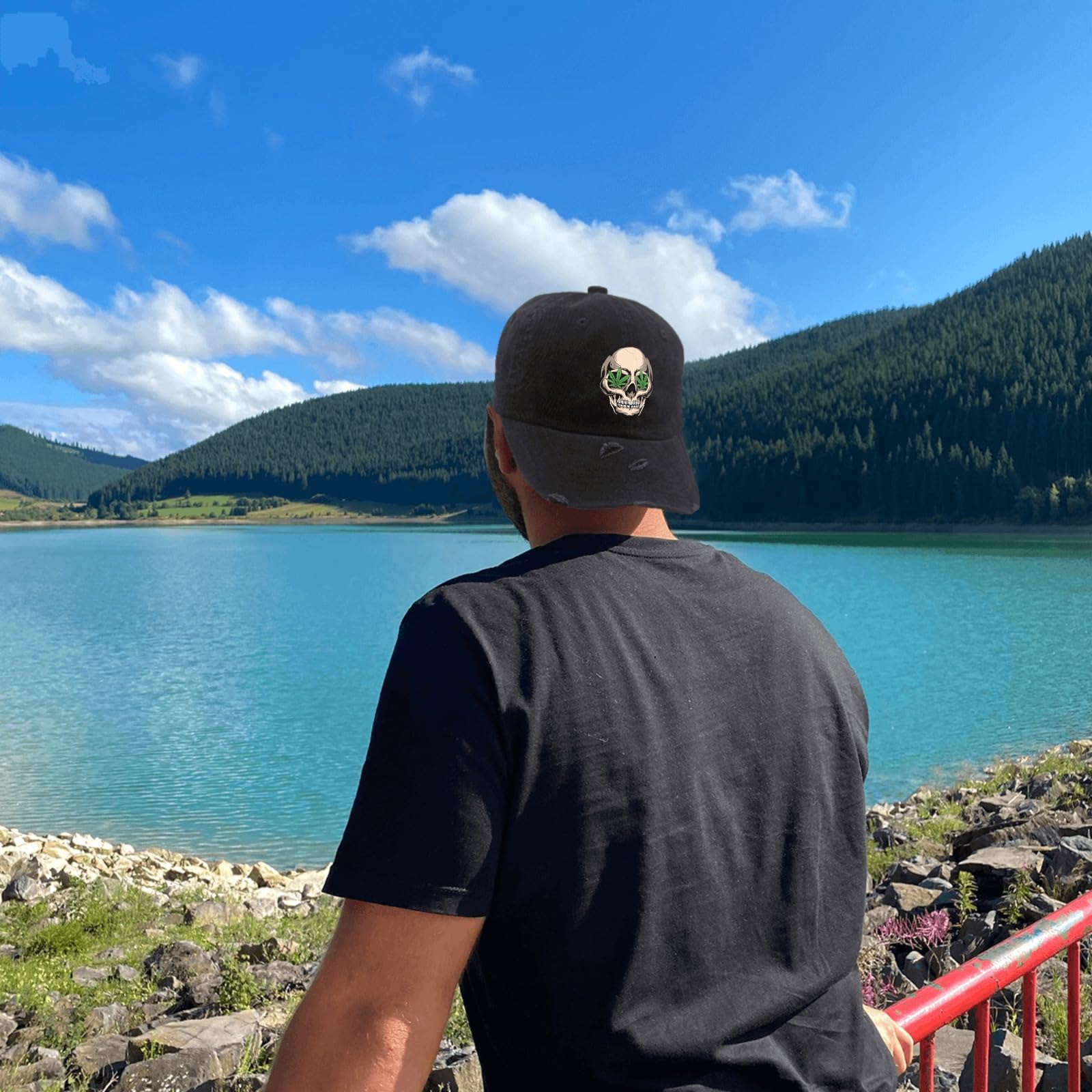 Cool Skeleton Cannabis Trucker Hat - All Black Army Style Golf Cap for Men - Perfect for Workouts, Outdoor Activities & Gifts