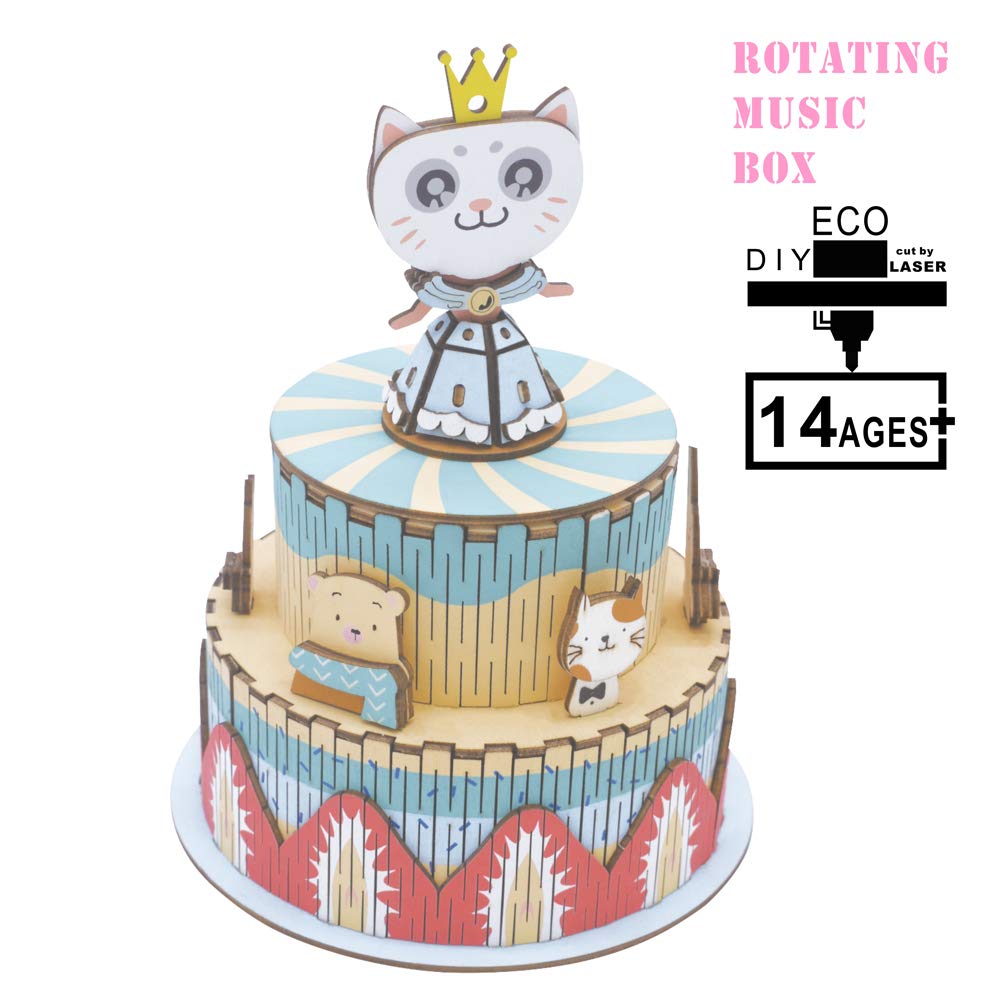 3D Wooden Puzzle for Adults & Kids - DIY Music Box Princess Cat - Handmade Educational Toy Gift for Birthday & Christmas - Fun Home Decor & Stress Relief Activity