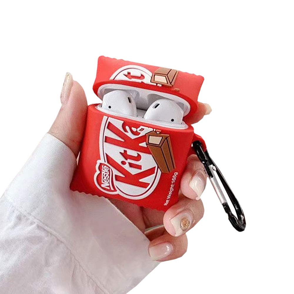3D Cute Chocolate Cookie AirPods 1 & 2 Case - Soft Silicone Wireless Charging Compatible Protective Cover with Hook - Sweet Fun Design for Girls Teens Women - Perfect Gift for Birthday Christmas Travel School Office