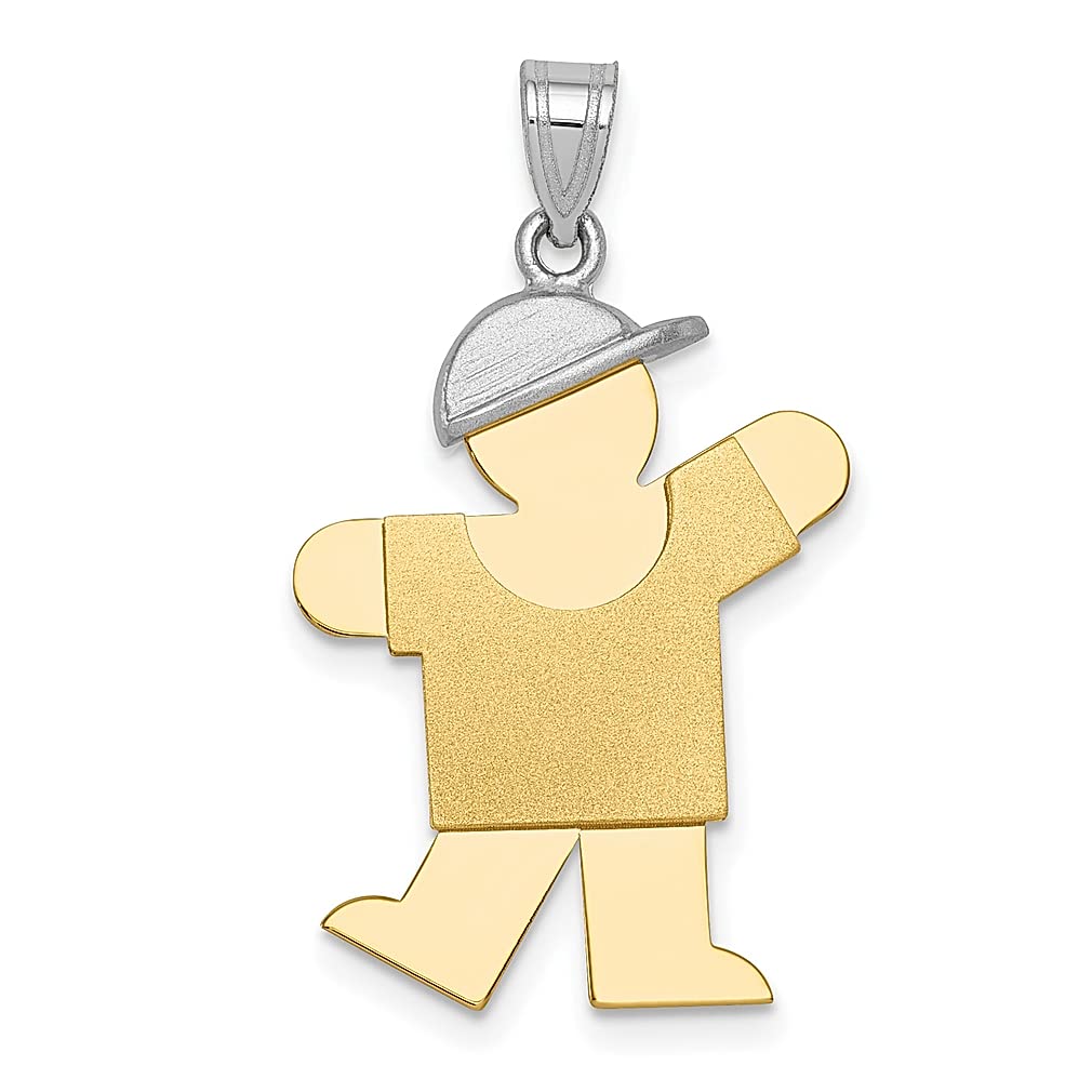 14K Two-Tone Yellow Gold Engravable Boy Hat Charm Necklace Pendant - Elegant Baby Fine Jewelry Gift for Women, Perfect for Birthdays, Anniversaries & Mother's Day