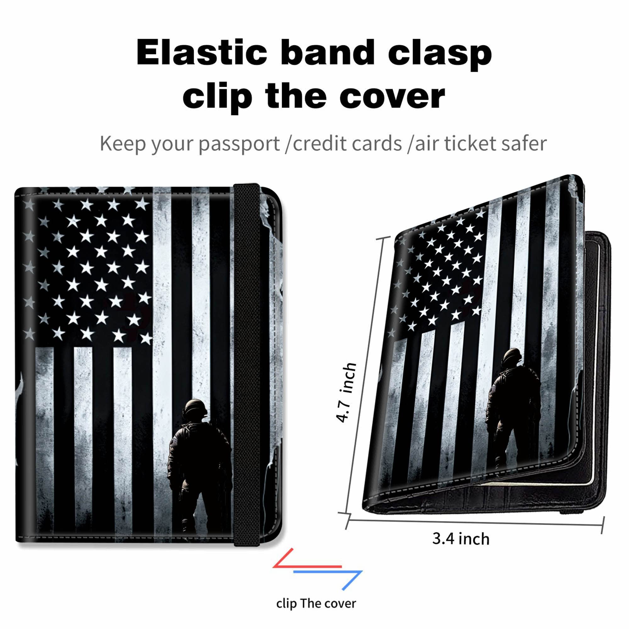 RYUITHDJP RFID Blocking Passport & Vaccine Card Holder Combo - American Flag Leather Wallet for Men & Boys with Credit Card Slots & Vaccination Protector | Travel Essentials for Airports & International Trips