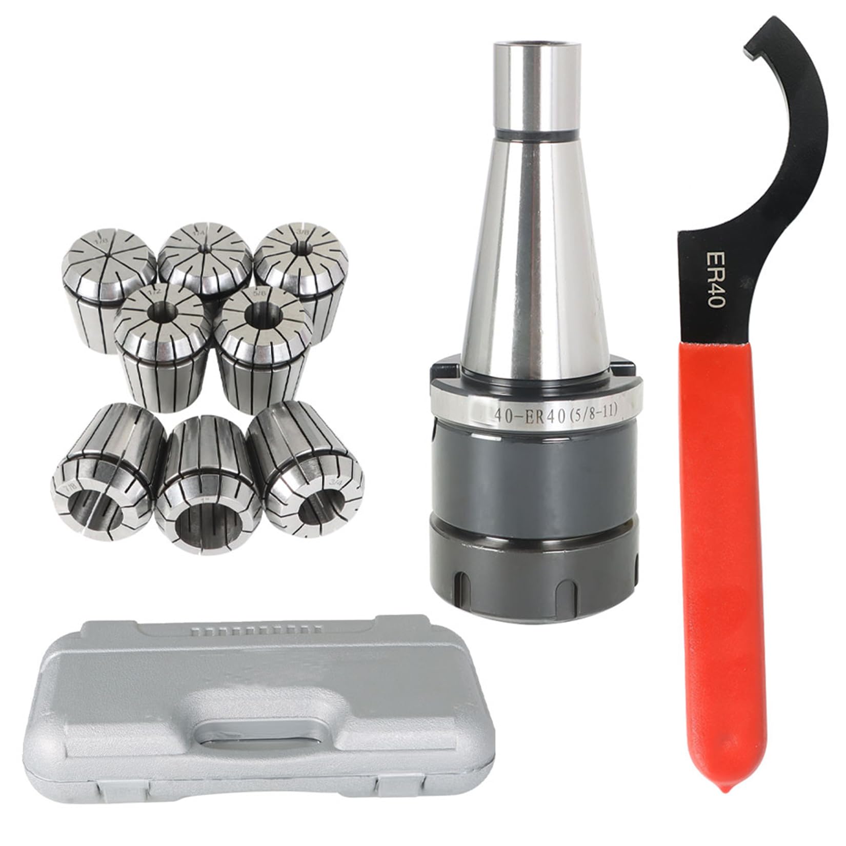 ER-40 Chuck Shank #40 NMTB Taper - 10Pcs Spring Collet Chuck Tool Holder Set with Storage Box - Perfect for CNC Engraving Machines, Milling & Lathe Tools - Ideal for Precision Metalworking, Woodworking & DIY Projects