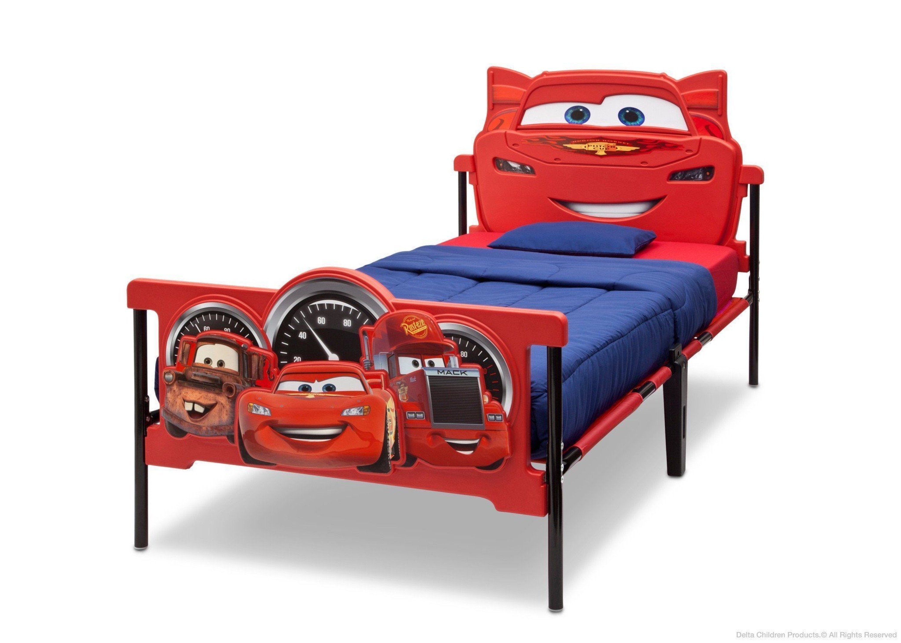 3D Twin Bed for Kids - Plastic Car-Shaped Bed Frame for Boys & Girls - Perfect for Themed Bedrooms and Playrooms