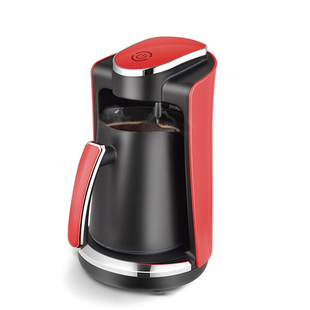 Portable Automatic Coffee Maker for Home & Office - Compact Espresso Machine with Reusable Filter, Warming Plate & Glass Carafe - Perfect for Small Spaces, Dorm Rooms & Travel - Red