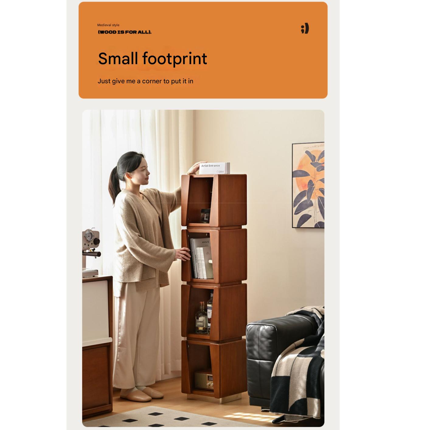 Modern Poplar Solid Wood Bauhaus Bookshelf - Minimalist Home Office & Living Room Storage Shelf for Books & Decor