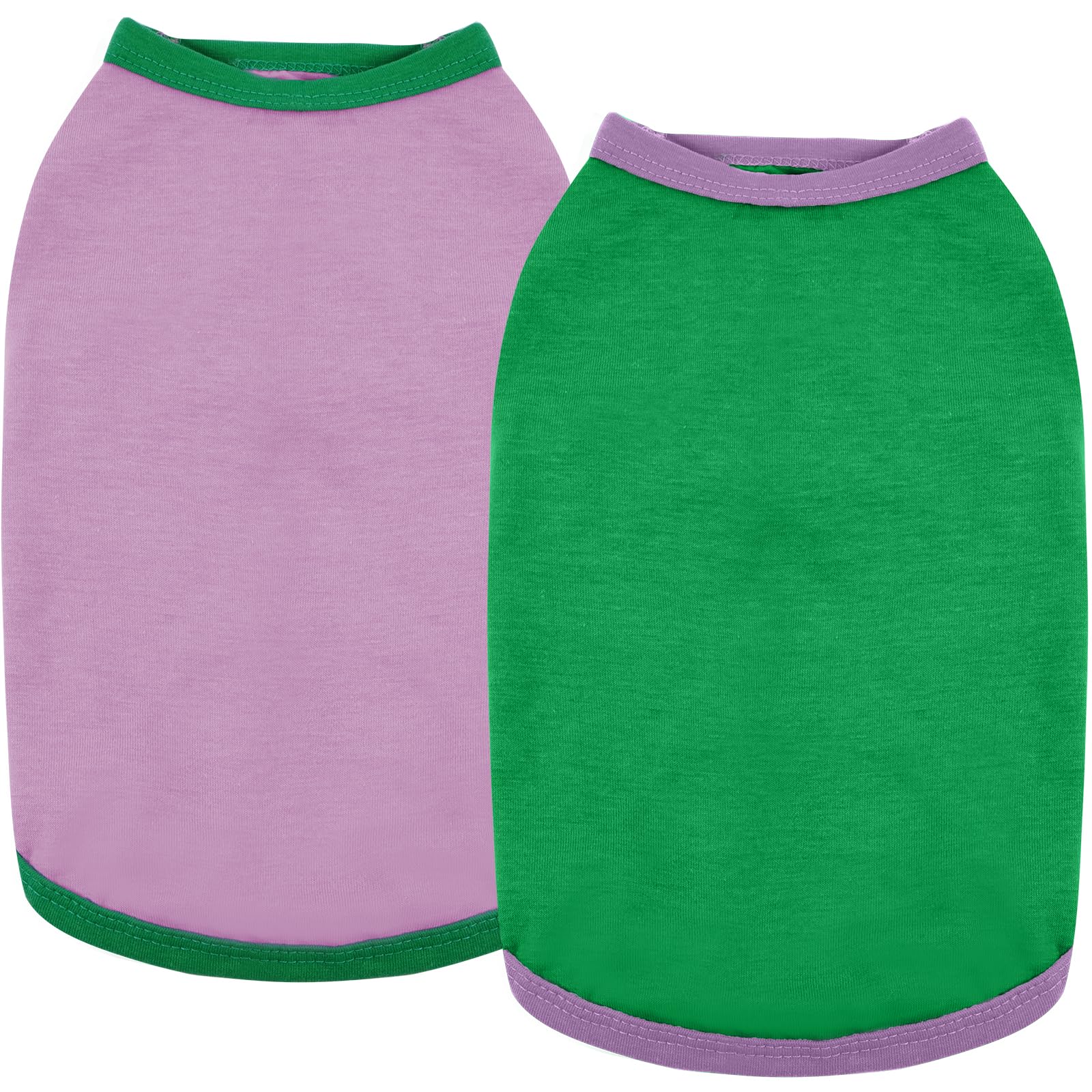 ROZKITCH 2 Pack Soft Cotton Dog T-Shirts - Breathable Sleeveless Tank Top Vest for Small Dogs & Puppies - Perfect for Summer Walks, Outdoor Adventures & Pet Fashion