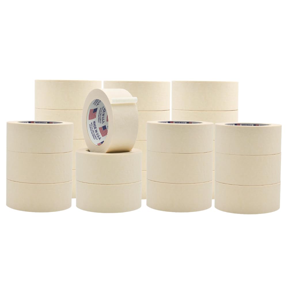WOD MT5 2 Inch General Purpose Masking Tape - 24 Rolls (60 Yards Each) for Painting, Labeling, Crafts & DIY Projects - Ideal for Home, Office & Workshop Use