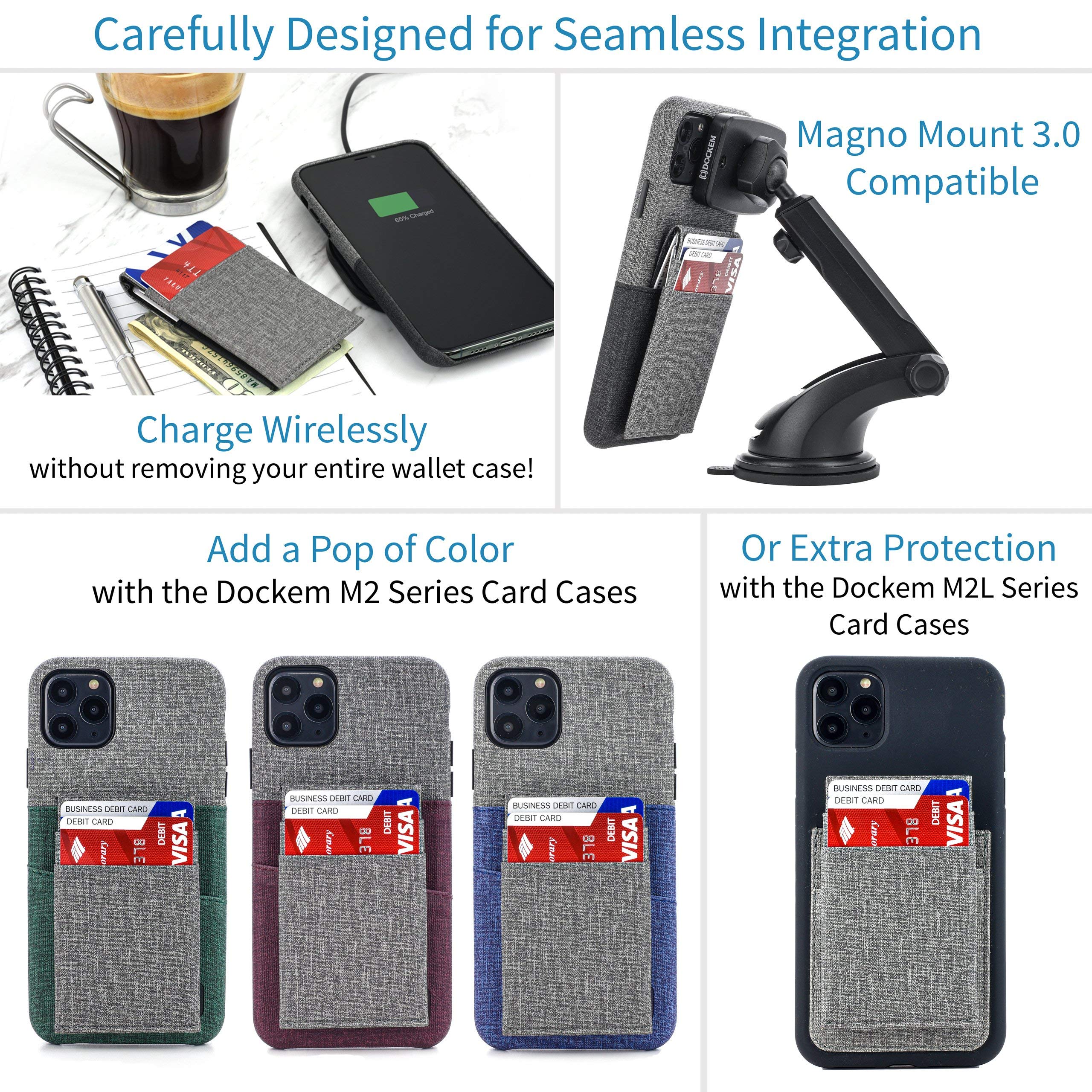 Dockem The Latcher & The Rȳd - Slim Minimalist Modular Wallet with Synthetic Canvas Leather - Perfect for Everyday Carry, Travel & RFID Protection