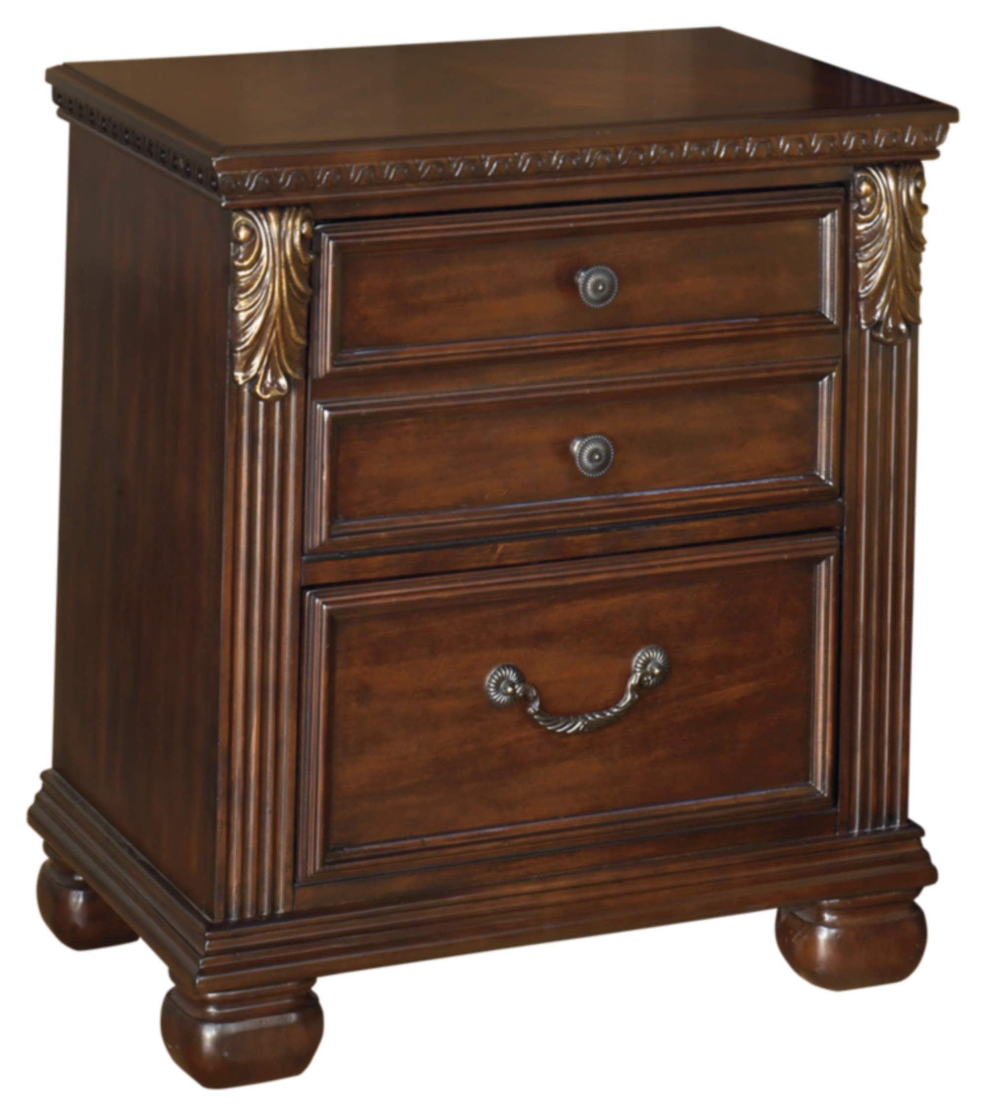 Signature Design by Ashley Leahlyn Traditional 2-Drawer Nightstand in Warm Brown - Perfect for Bedroom Storage & Home Decor