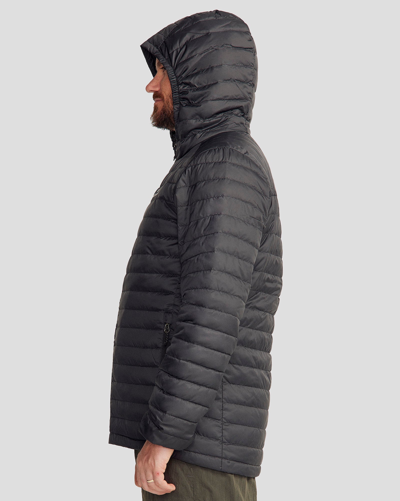 Men's Heli Hooded Down Jacket - Lightweight Warm Winter Coat, Waterproof Windproof Puffer Jacket for Outdoor Activities - Black