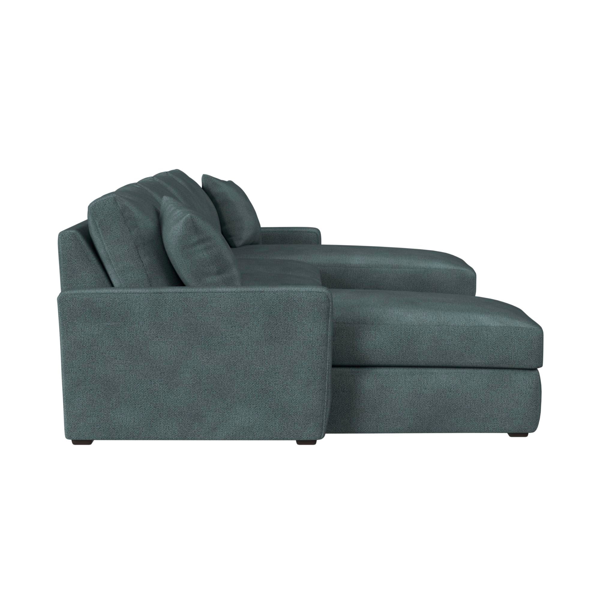 Simply Elements Double Trouble 4-Piece Sectional Sofa Set - Modern L-Shaped Couch for Living Room, Family Room & Home Theater - Comfortable Fabric Upholstery with Reversible Chaise