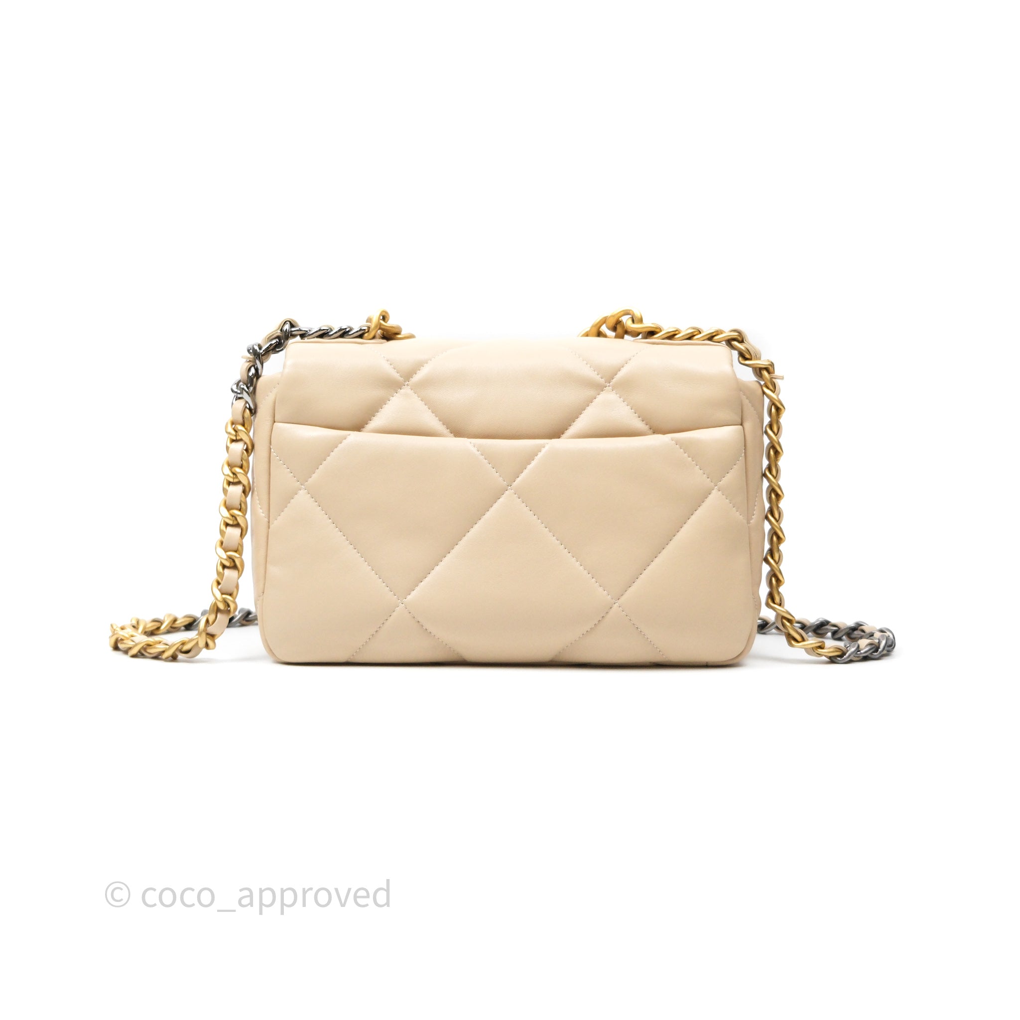 Chanel 19 Small Beige Mixed Hardware Flap Bag - Luxury Designer Crossbody Purse for Women | Perfect for Date Night, Office & Special Occasions