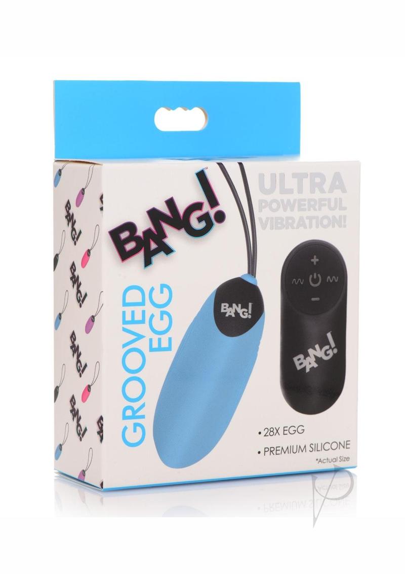 28X Grooved Rechargeable Silicone Egg Vibrator with Remote Control - Blue | Powerful Clitoral & G-Spot Stimulator for Couples Play & Solo Pleasure