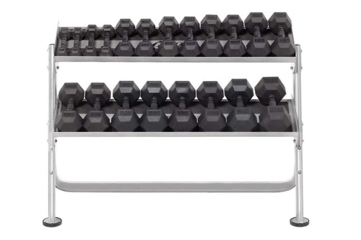 Heavy Duty 48-Inch 2-Tier Dumbbell Rack with Optional 3rd Tier - HF 5461 OPT 48 - Perfect for Home Gym, Commercial Fitness Centers & Weight Training Areas