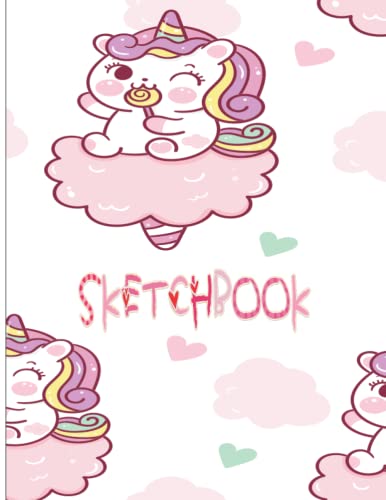 Premium Sketchbook for Artists - Cute Unicorn & Candy Sweet Dessert Design - Perfect for Drawing, Sketching & Art Projects - Ideal Gift for Kids & Adults