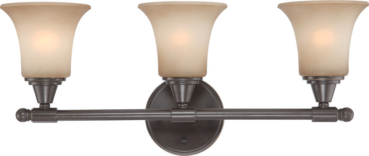 Nuvo Lighting 60 4163 Surrey Collection 3-Light Bathroom Vanity Wall Sconce in Vintage Bronze Finish - Perfect for Bathroom, Powder Room, and Dressing Area Lighting