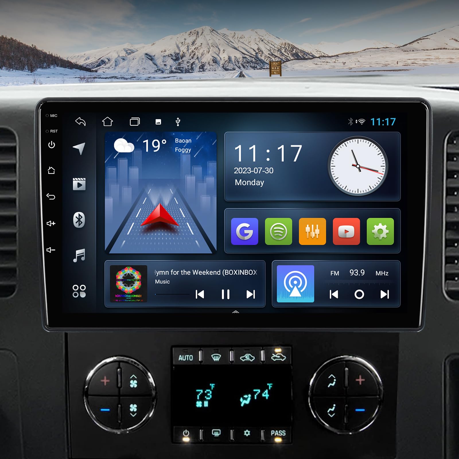 2+32GB Aumume 10.1 Inch Android 10 Double Din Car Stereo with IPS Touchscreen - Apple CarPlay & Android Auto Support, Backup Camera, GPS Navigation, FM Bluetooth - Compatible with Chevrolet/GMC/Buick - Perfect for Road Trips & Daily Commuting