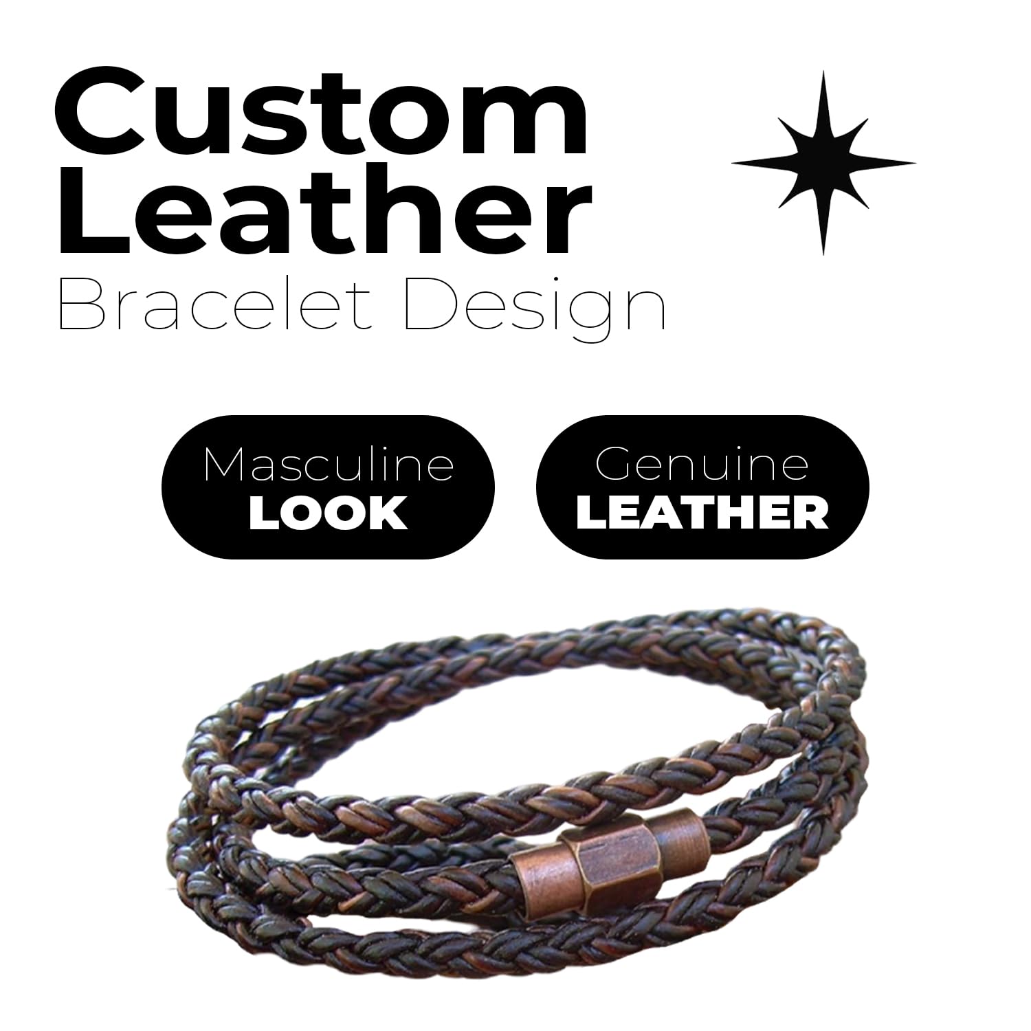 Handmade Triple Wrap Leather Bracelet for Men - Adjustable Magnetic Clasp with Copper Brass Finish - Stylish Boho Fashion Accessory for Everyday Wear, Gifts & Special Occasions