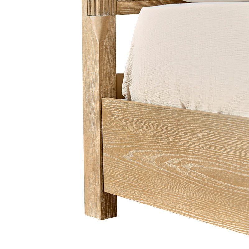 Modern Fluted Solid Wood Bed with Oak Texture – Elegant & Durable Bedroom Furniture for Home Decor | Perfect for Master Bedroom, Guest Room & Apartment