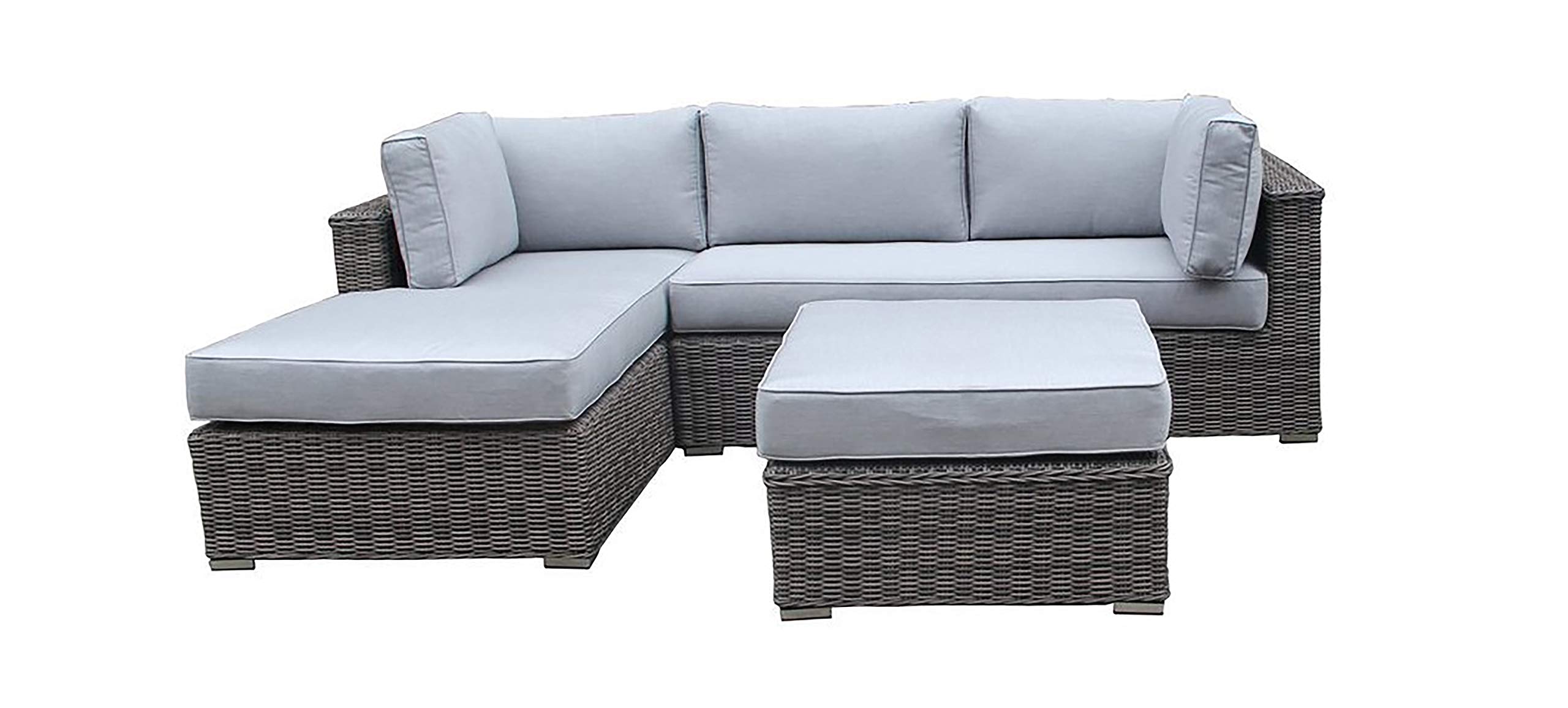 3-Piece Outdoor Patio Furniture Set with Chaise Sofa, Love Seats & Ottoman - Sunbrella Fabric, Waterproof & Fade Resistant Rattan Wicker - Perfect for Backyard, Poolside & Garden Relaxation