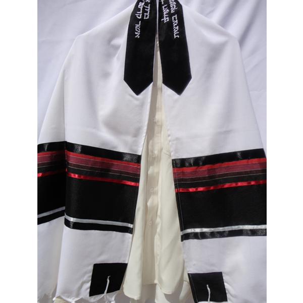 Red and Black Tallit Prayer Shawl - Premium Bar Mitzvah Tallit Set with Matching Bag - Perfect for Jewish Religious Ceremonies & Synagogue Worship