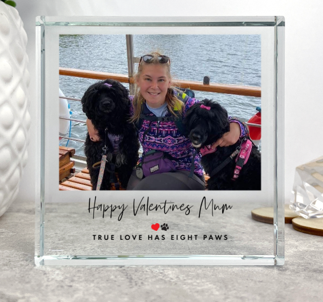Personalized Pet Heart & Paw Photo Crystal Keepsake - Custom Engraved Memorial Gift for Dogs & Cats - Perfect for Pet Loss Remembrance, Birthday & Anniversary Gifts