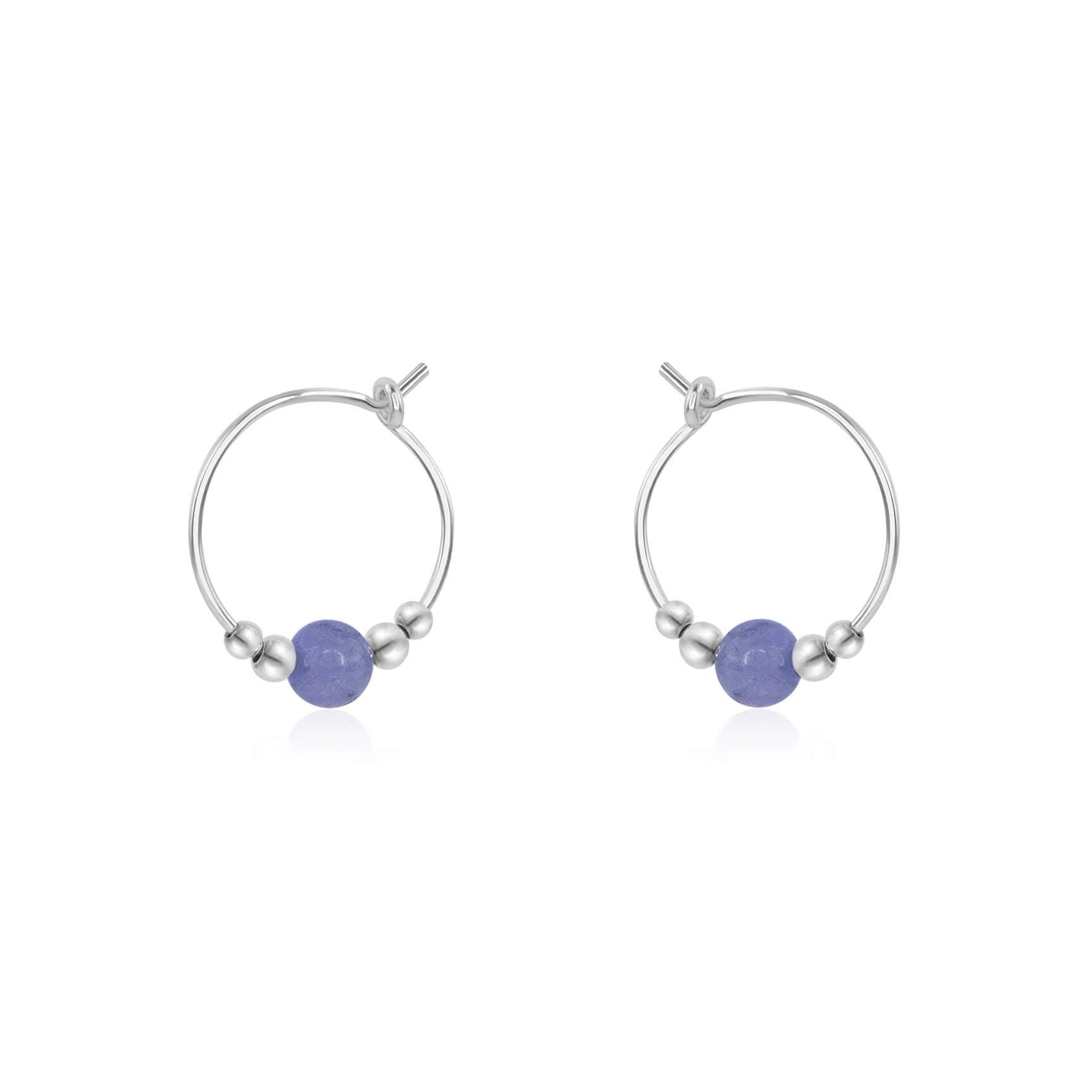 Tiny Tanzanite Gemstone Bead Hoop Earrings for Women - Dainty Sterling Silver Jewelry for Everyday Wear & Special Occasions