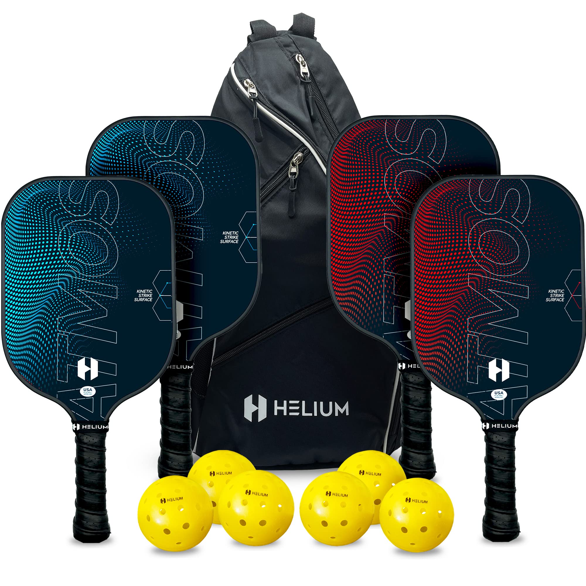 Helium Pro Carbon Fiber Pickleball Paddles - USAPA Approved Tournament Paddles with High-Spin Textured Surface & Lightweight Honeycomb Core - Perfect for Competitive Play & Recreational Pickleball Games