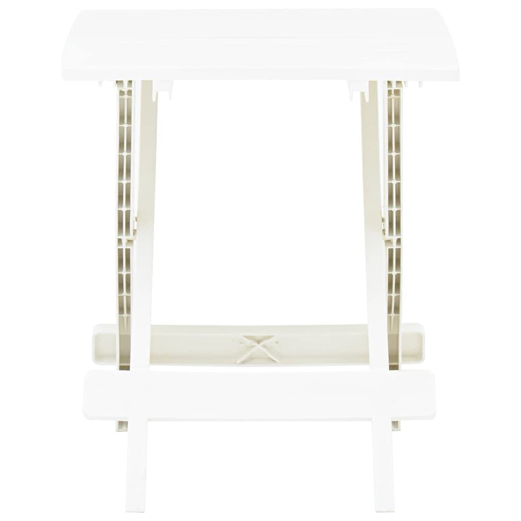 White Folding Garden Table 17.7x16.9x19.7 Inch - Square Bistro Side Table for Outdoor & Indoor Use - Durable Plastic Patio Furniture - Perfect for Balcony, Terrace, Cafe or Small Space Dining