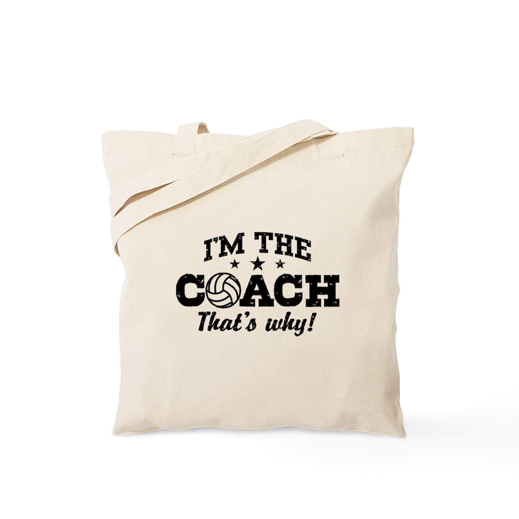 Volleyball Coach Tote Bag - Natural Canvas Reusable Shopping Bag for Coaches & Players - Perfect for Practice, Games & Team Gifts