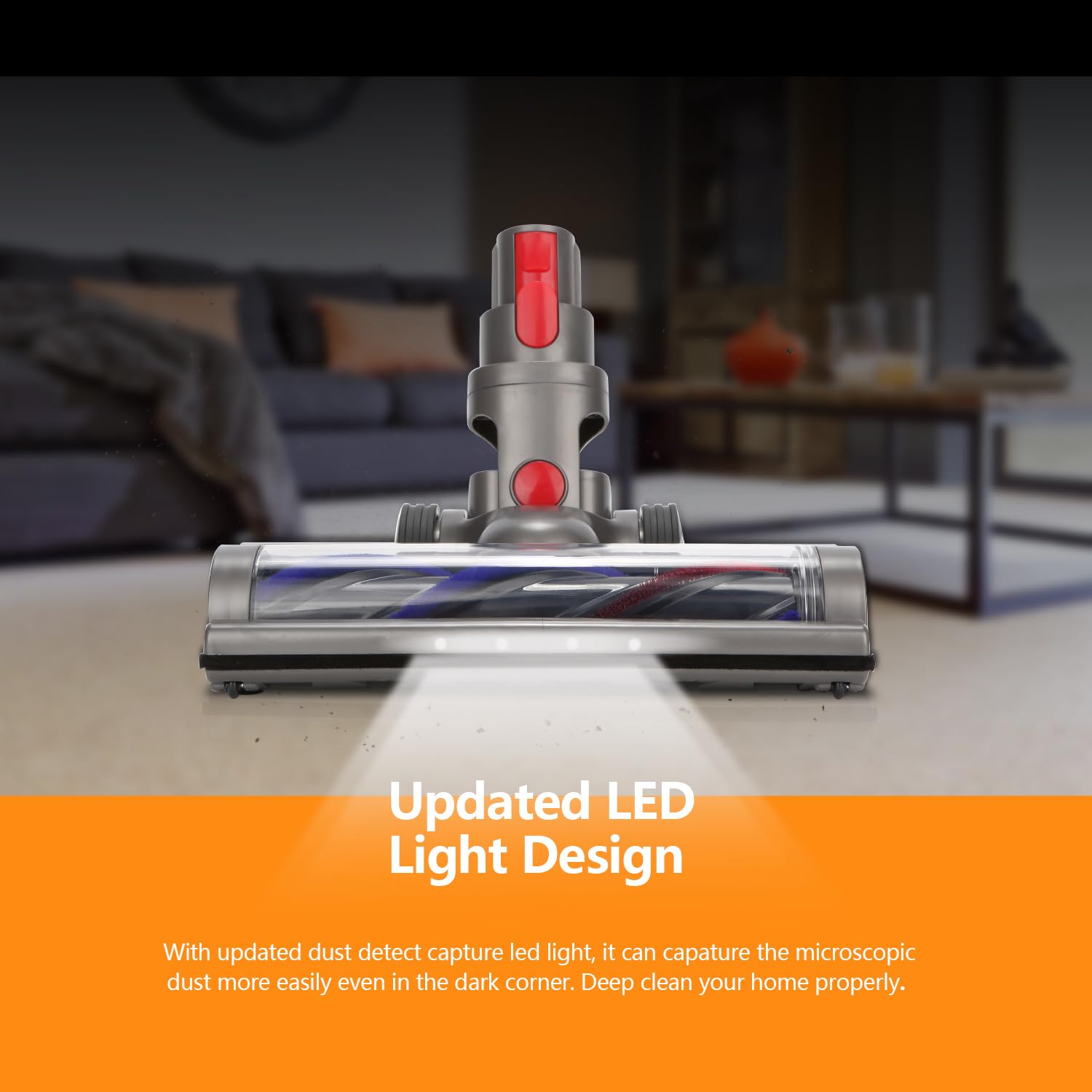 Dyson V7-V15 Turbo Brush Cleaner Head with LED for Hardwood Floors - Vacuum Attachment
