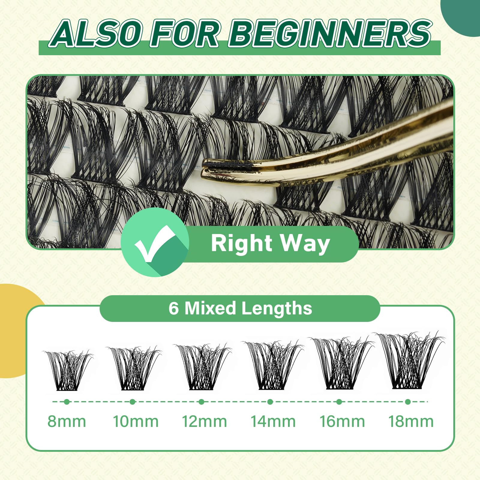 KEYYOU DIY Lash Extension Kit - 144pcs Lash Clusters with Mascara Brush, Bond & Seal, Glue Remover, Applicators & Clean Pad - Professional Eyelash Extension Set for Home Salon Use (Y01 Kit) | Perfect for Bridal, Party & Everyday Glam Looks