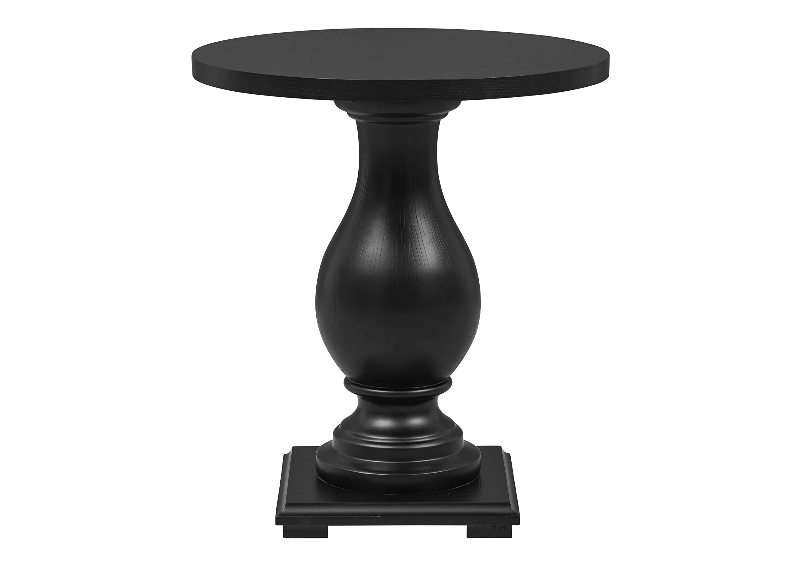 YLEOOB Solid Wood Side End Table with MDF Top and Oak Veneer - Black Round Coffee Table for Living Room, Bedroom, Office - Stylish Sofa Side Table with Circular Design for Home Decor