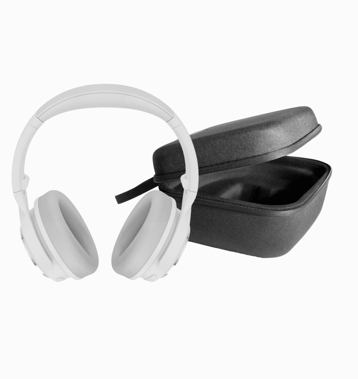 WYZE Wireless Over-Ear Bluetooth Headphones with Active Noise Cancellation - White | Travel Headphones with Transparency Mode, Clear Voice Pickup & Alexa Built-in | Includes Hard Case for Airplane, Commuting & Office Use