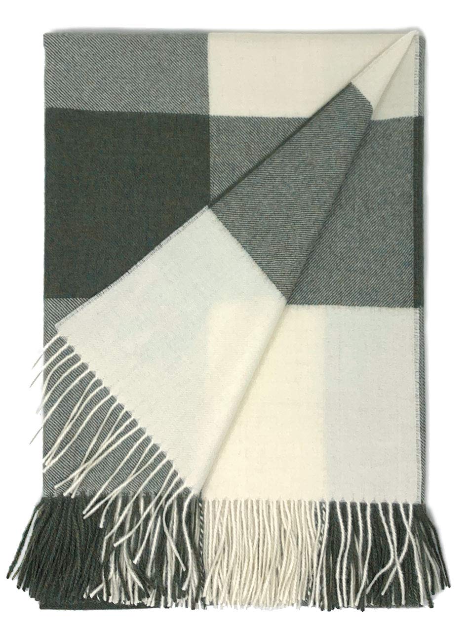 Cheeky Checks Alpaca Throw Blanket - 100% Baby Alpaca Wool, 6.6ft x 4.25ft, Hypoallergenic & Ultra Soft - Perfect for Sofa, Bed, or Gift (Sweet Thyme)