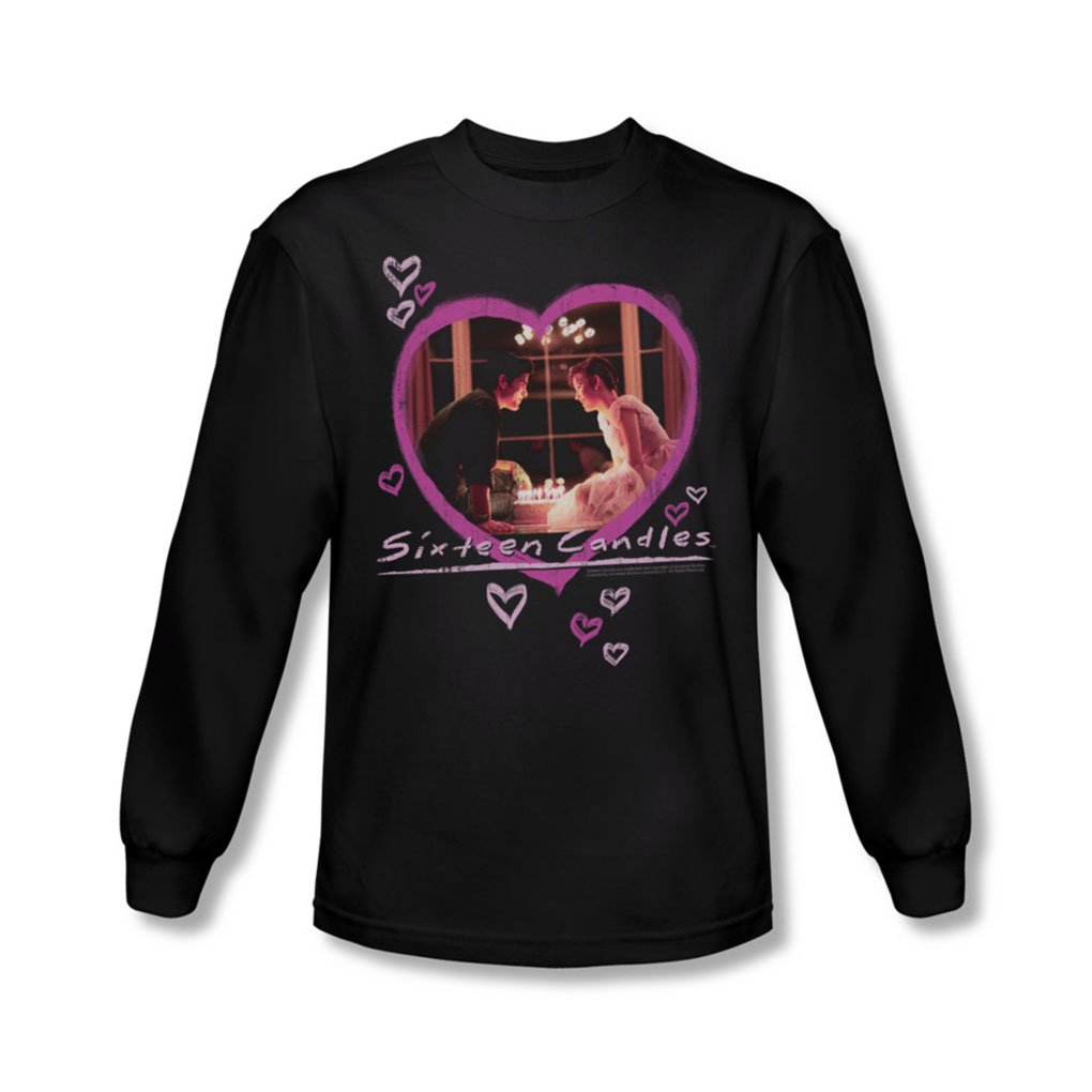 Sixteen Candles Men's Long Sleeve Black Shirt - Vintage Style Casual Wear for Parties & Everyday Outfits