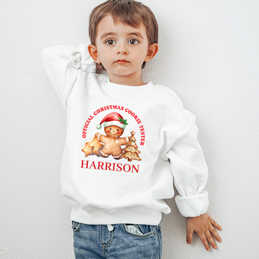 Personalized Christmas Cookie Tester Sweatshirt - Custom Holiday Baking Gift for Bakers & Cookie Lovers - Perfect for Christmas Parties & Family Baking Days