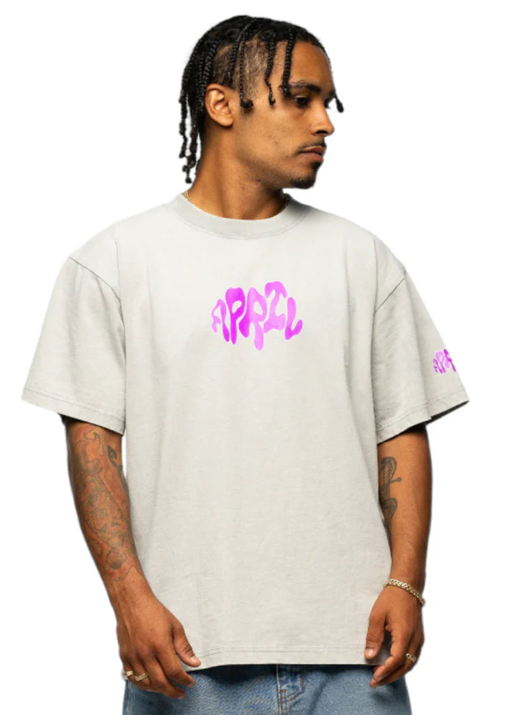 April Warped T-Shirt - Soft Grey Cotton Tee for Men & Women | Casual Wear, Street Style, Everyday Comfort