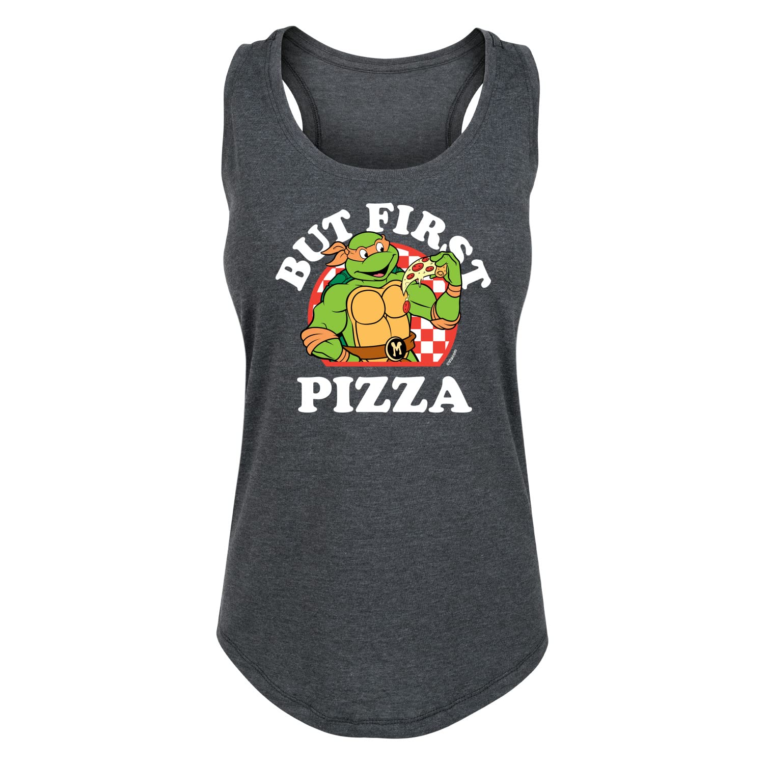 HYBRID APPAREL Teenage Mutant Ninja Turtles Pizza Women's Racerback Tank Top - Soft Breathable Workout Shirt for Gym, Yoga & Casual Wear