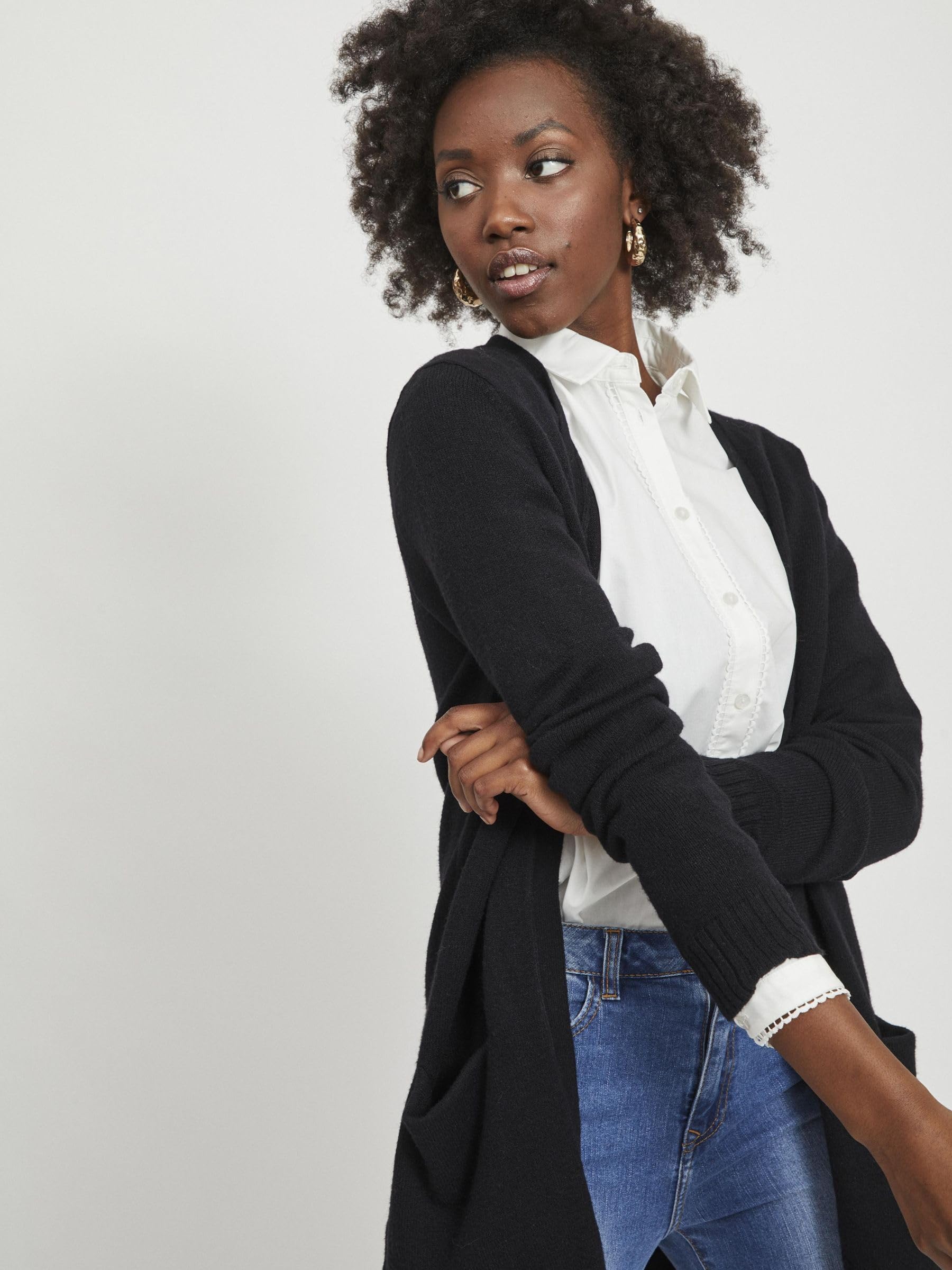 Women's Open Front Cardigan Sweater - Soft & Stylish Knit Wrap for Casual Outfits | Perfect for Office, Date Night & Layering | Black