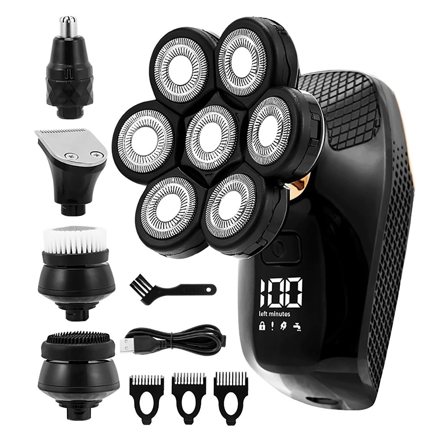 5-in-1 Electric Head Shaver for Men - Waterproof Bald Head Trimmer with LED Display, Wet/Dry Shaving for Smooth Results | Perfect for Travel, Gym & Daily Grooming Routine